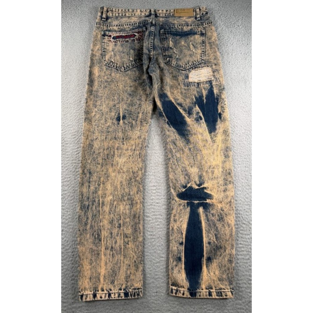 Fashion 90s Grunge Jeans Mens 34 Actual (32x29) Rusty Wash Distressed Y2K Baggy